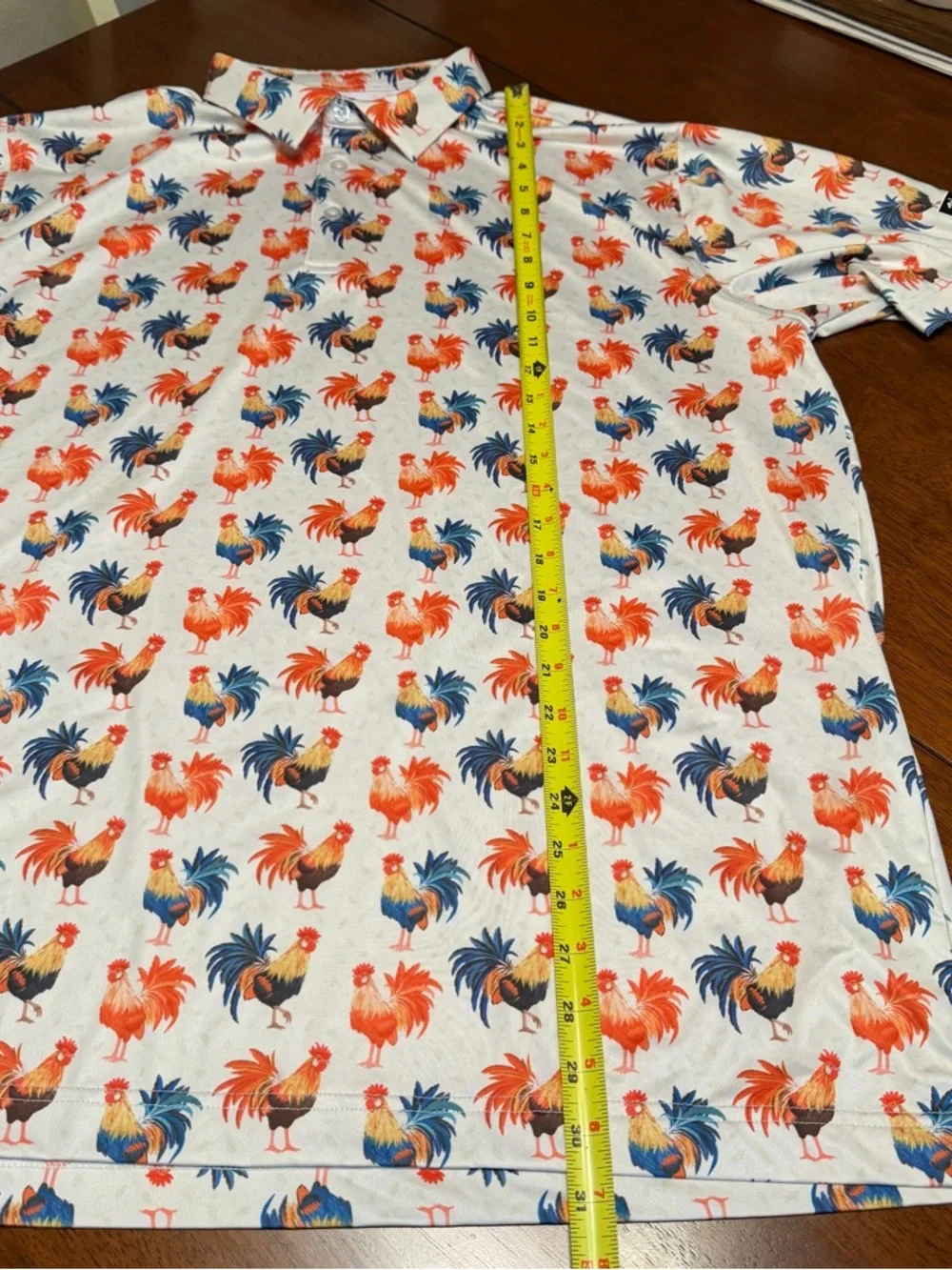 Waggle Polo Shirt Mens 2XL White Cocky Roosters Golf Stretch Outdoor AOP - Picture 5 of 7